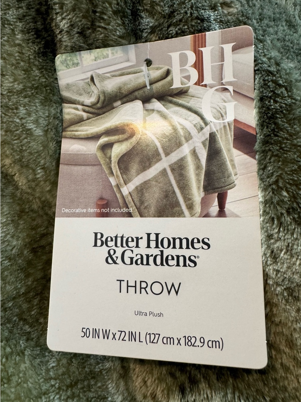 Better Homes And Gardens Olive Green Plush Throw Blanket